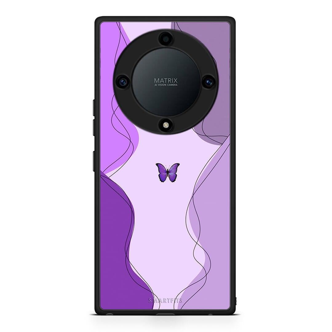Θήκη Honor Magic5 Lite 5G / X9a Purple Mariposa από τη Smartfits με σχέδιο στο πίσω μέρος και μαύρο περίβλημα | Honor Magic5 Lite 5G / X9a Purple Mariposa Case with Colorful Back and Black Bezels