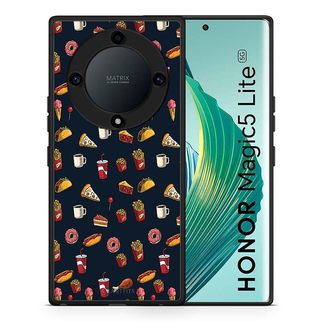 Θήκη Honor Magic5 Lite 5G / X9a Random Hungry από τη Smartfits με σχέδιο στο πίσω μέρος και μαύρο περίβλημα | Honor Magic5 Lite 5G / X9a Random Hungry Case with Colorful Back and Black Bezels