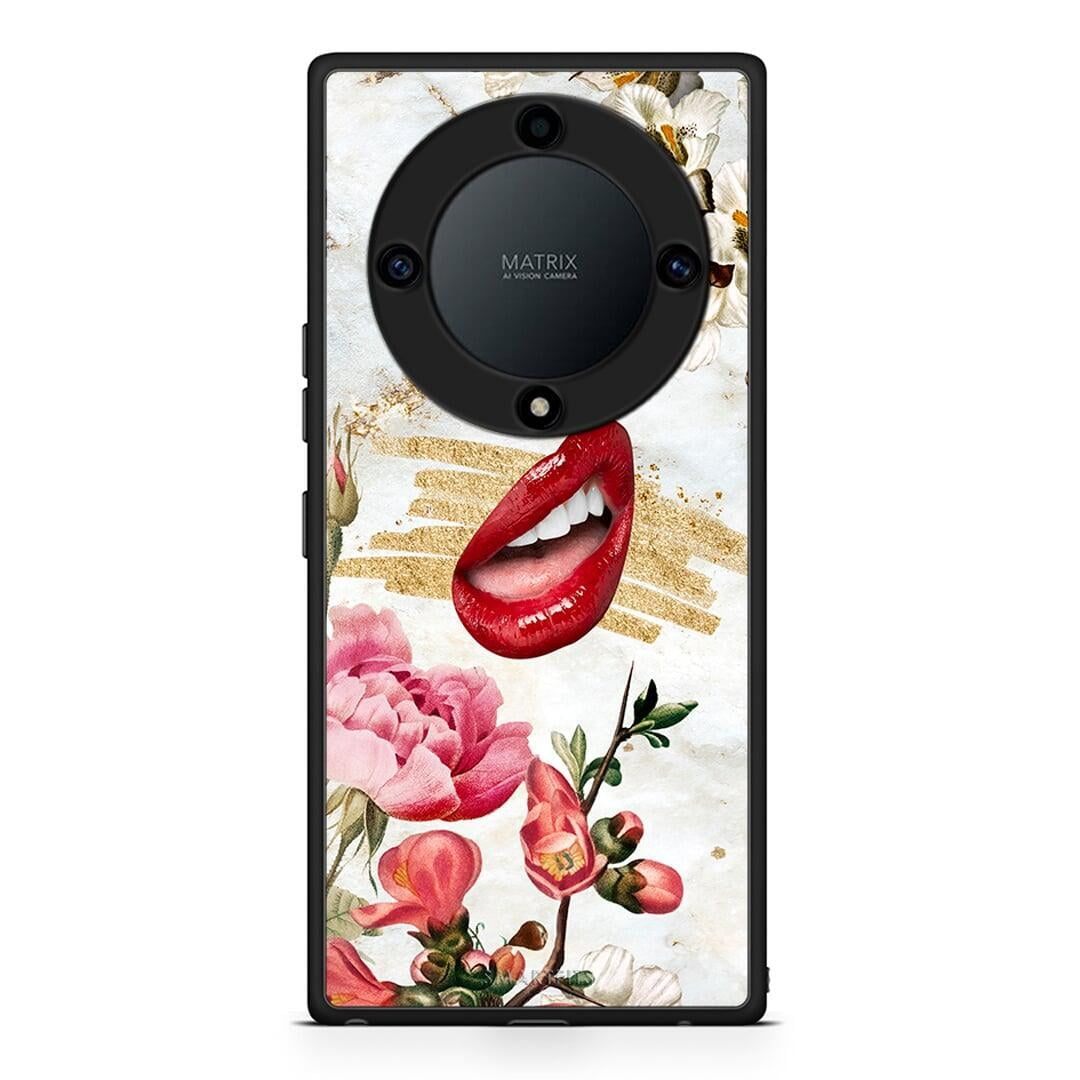 Θήκη Honor Magic5 Lite 5G / X9a Red Lips από τη Smartfits με σχέδιο στο πίσω μέρος και μαύρο περίβλημα | Honor Magic5 Lite 5G / X9a Red Lips Case with Colorful Back and Black Bezels