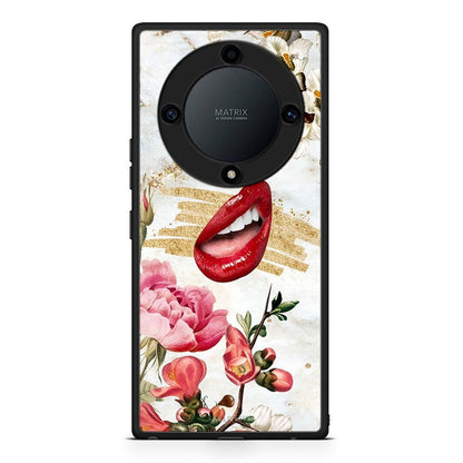 Θήκη Honor Magic5 Lite 5G / X9a Red Lips από τη Smartfits με σχέδιο στο πίσω μέρος και μαύρο περίβλημα | Honor Magic5 Lite 5G / X9a Red Lips Case with Colorful Back and Black Bezels