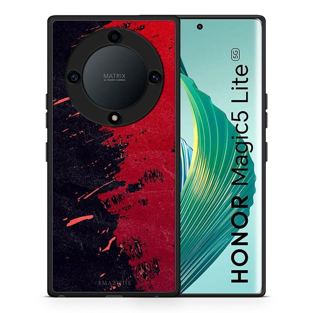 Θήκη Honor Magic5 Lite 5G / X9a Red Paint από τη Smartfits με σχέδιο στο πίσω μέρος και μαύρο περίβλημα | Honor Magic5 Lite 5G / X9a Red Paint Case with Colorful Back and Black Bezels