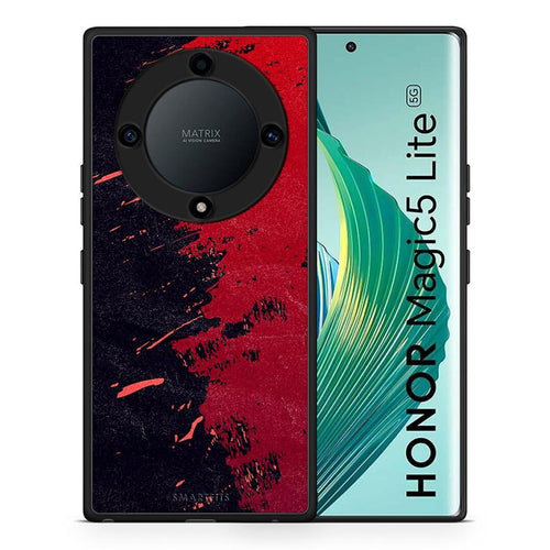 Θήκη Honor Magic5 Lite 5G / X9a Red Paint από τη Smartfits με σχέδιο στο πίσω μέρος και μαύρο περίβλημα | Honor Magic5 Lite 5G / X9a Red Paint Case with Colorful Back and Black Bezels
