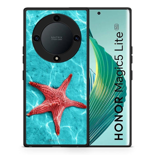 Θήκη Honor Magic5 Lite 5G / X9a Red Starfish από τη Smartfits με σχέδιο στο πίσω μέρος και μαύρο περίβλημα | Honor Magic5 Lite 5G / X9a Red Starfish Case with Colorful Back and Black Bezels