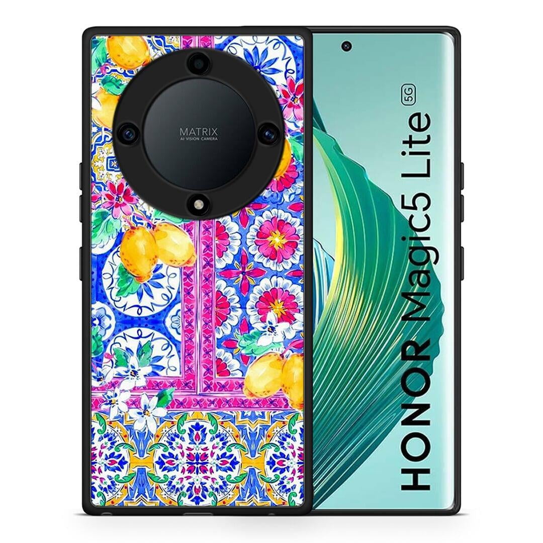Θήκη Honor Magic5 Lite 5G / X9a Retro Spring από τη Smartfits με σχέδιο στο πίσω μέρος και μαύρο περίβλημα | Honor Magic5 Lite 5G / X9a Retro Spring Case with Colorful Back and Black Bezels