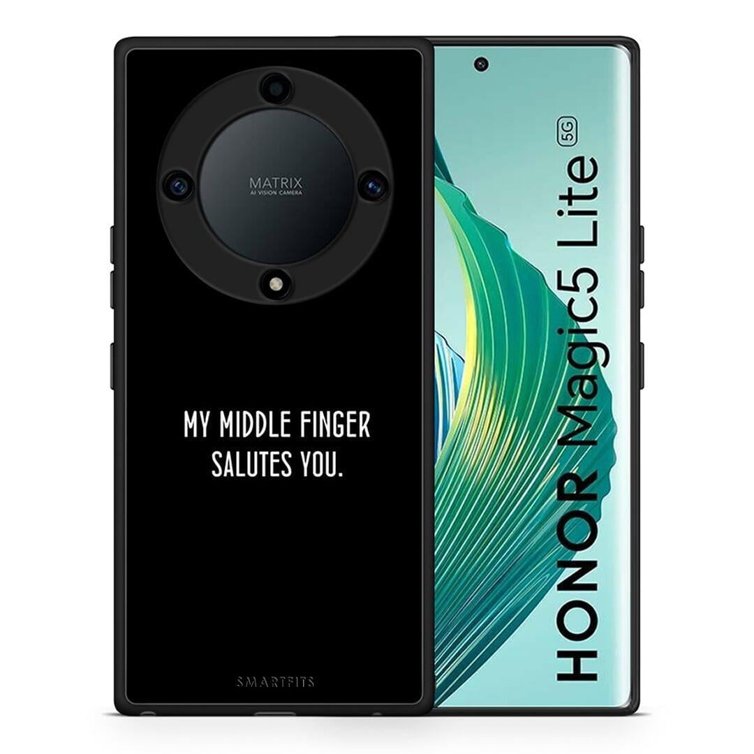 Θήκη Honor Magic5 Lite 5G / X9a Salute από τη Smartfits με σχέδιο στο πίσω μέρος και μαύρο περίβλημα | Honor Magic5 Lite 5G / X9a Salute Case with Colorful Back and Black Bezels