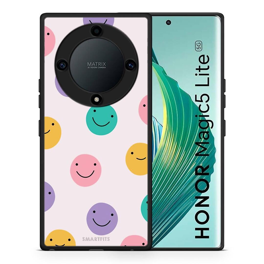 Θήκη Honor Magic5 Lite 5G / X9a Smiley Faces από τη Smartfits με σχέδιο στο πίσω μέρος και μαύρο περίβλημα | Honor Magic5 Lite 5G / X9a Smiley Faces Case with Colorful Back and Black Bezels