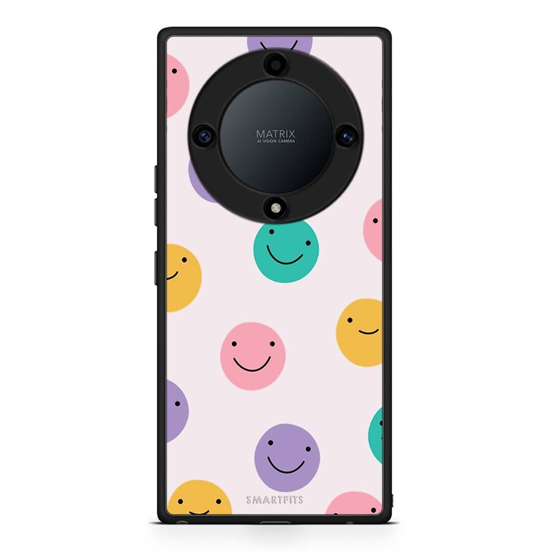 Θήκη Honor Magic5 Lite 5G / X9a Smiley Faces από τη Smartfits με σχέδιο στο πίσω μέρος και μαύρο περίβλημα | Honor Magic5 Lite 5G / X9a Smiley Faces Case with Colorful Back and Black Bezels