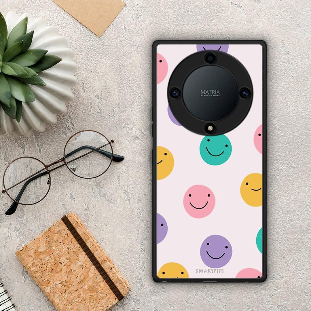 Θήκη Honor Magic5 Lite 5G / X9a Smiley Faces από τη Smartfits με σχέδιο στο πίσω μέρος και μαύρο περίβλημα | Honor Magic5 Lite 5G / X9a Smiley Faces Case with Colorful Back and Black Bezels