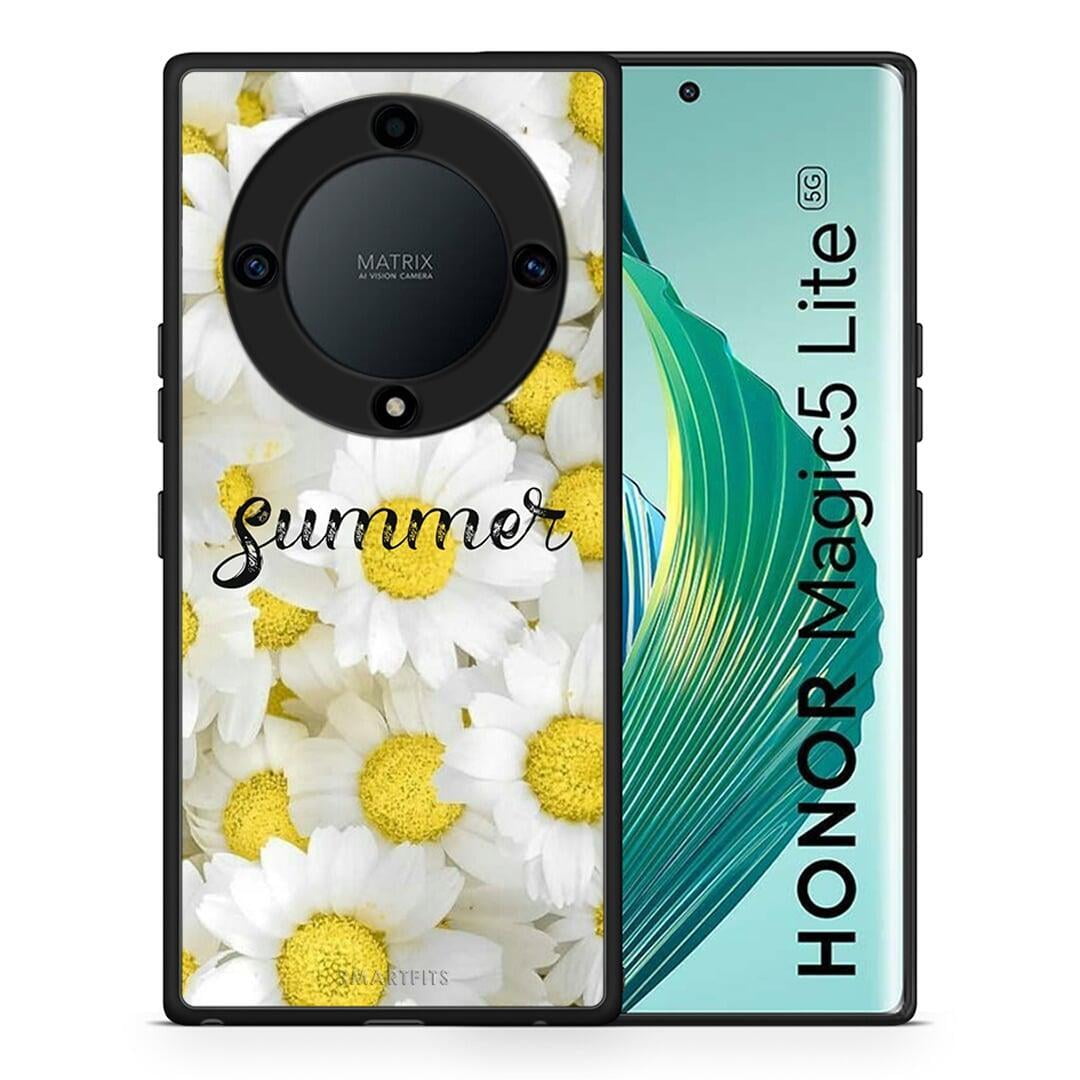 Θήκη Honor Magic5 Lite 5G / X9a Summer Daisies από τη Smartfits με σχέδιο στο πίσω μέρος και μαύρο περίβλημα | Honor Magic5 Lite 5G / X9a Summer Daisies Case with Colorful Back and Black Bezels
