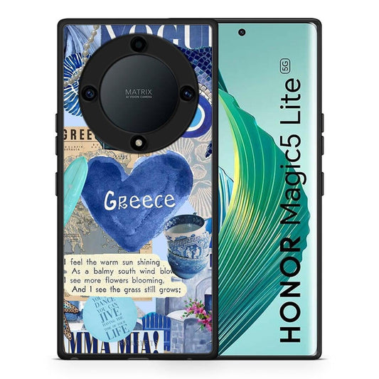 Θήκη Honor Magic5 Lite 5G / X9a Summer In Greece από τη Smartfits με σχέδιο στο πίσω μέρος και μαύρο περίβλημα | Honor Magic5 Lite 5G / X9a Summer In Greece Case with Colorful Back and Black Bezels