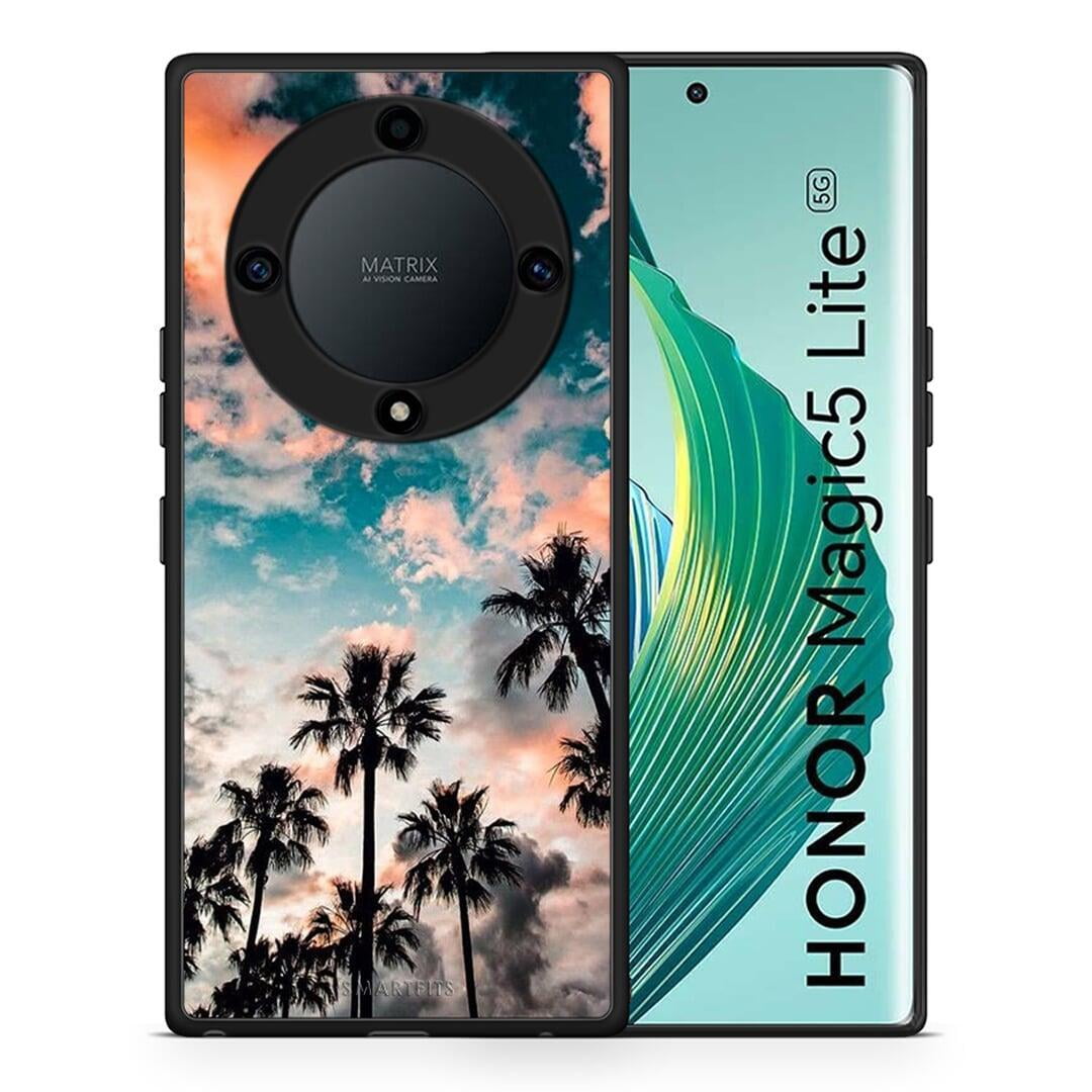 Θήκη Honor Magic5 Lite 5G / X9a Summer Sky από τη Smartfits με σχέδιο στο πίσω μέρος και μαύρο περίβλημα | Honor Magic5 Lite 5G / X9a Summer Sky Case with Colorful Back and Black Bezels