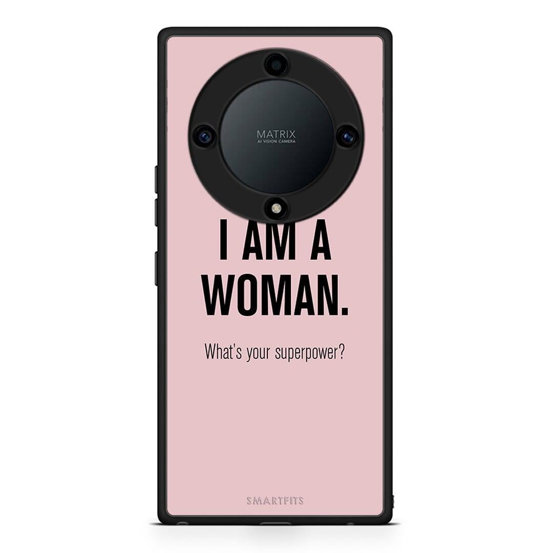 Θήκη Honor Magic5 Lite 5G / X9a Superpower Woman από τη Smartfits με σχέδιο στο πίσω μέρος και μαύρο περίβλημα | Honor Magic5 Lite 5G / X9a Superpower Woman Case with Colorful Back and Black Bezels