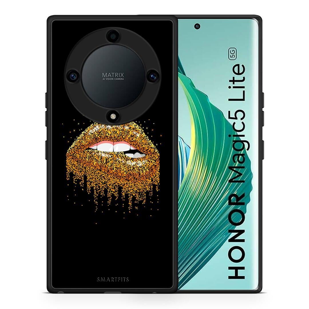 Θήκη Honor Magic5 Lite 5G / X9a Valentine Golden από τη Smartfits με σχέδιο στο πίσω μέρος και μαύρο περίβλημα | Honor Magic5 Lite 5G / X9a Valentine Golden Case with Colorful Back and Black Bezels