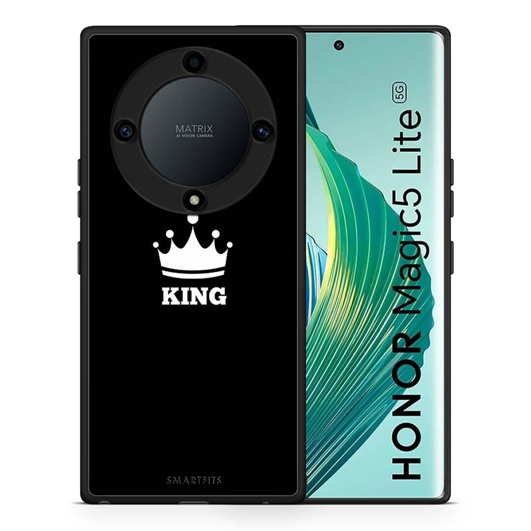 Θήκη Honor Magic5 Lite 5G / X9a Valentine King από τη Smartfits με σχέδιο στο πίσω μέρος και μαύρο περίβλημα | Honor Magic5 Lite 5G / X9a Valentine King Case with Colorful Back and Black Bezels