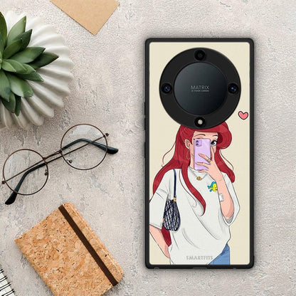 Θήκη Honor Magic5 Lite 5G / X9a Walking Mermaid από τη Smartfits με σχέδιο στο πίσω μέρος και μαύρο περίβλημα | Honor Magic5 Lite 5G / X9a Walking Mermaid Case with Colorful Back and Black Bezels