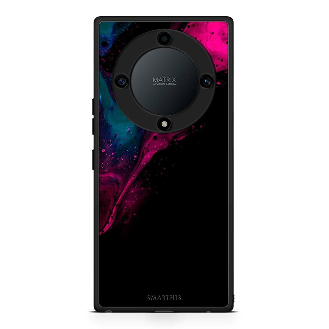 Θήκη Honor Magic5 Lite 5G / X9a Watercolor Pink Black από τη Smartfits με σχέδιο στο πίσω μέρος και μαύρο περίβλημα | Honor Magic5 Lite 5G / X9a Watercolor Pink Black Case with Colorful Back and Black Bezels