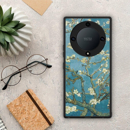 Θήκη Honor Magic5 Lite 5G / X9a White Blossoms από τη Smartfits με σχέδιο στο πίσω μέρος και μαύρο περίβλημα | Honor Magic5 Lite 5G / X9a White Blossoms Case with Colorful Back and Black Bezels