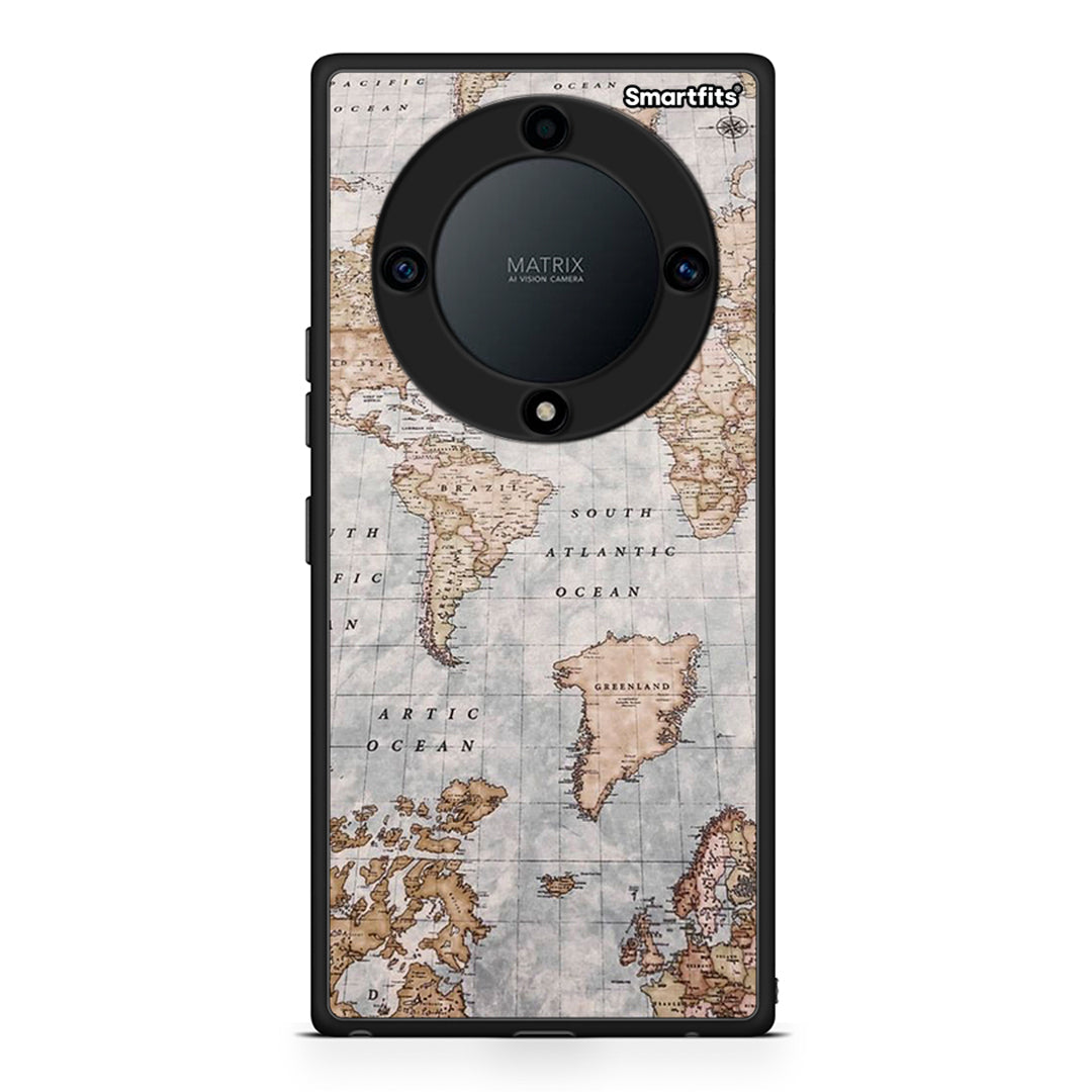 Θήκη Honor Magic5 Lite 5G / X40 / X9a World Map από τη Smartfits με σχέδιο στο πίσω μέρος και μαύρο περίβλημα | Honor Magic5 Lite 5G / X40 / X9a World Map Case with Colorful Back and Black Bezels