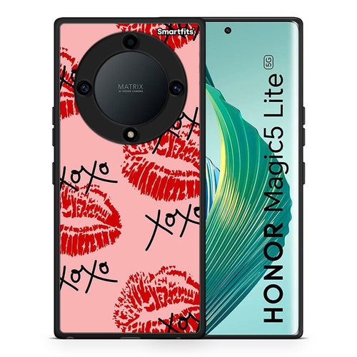 Θήκη Honor Magic5 Lite 5G / X9a XOXO Lips από τη Smartfits με σχέδιο στο πίσω μέρος και μαύρο περίβλημα | Honor Magic5 Lite 5G / X9a XOXO Lips Case with Colorful Back and Black Bezels