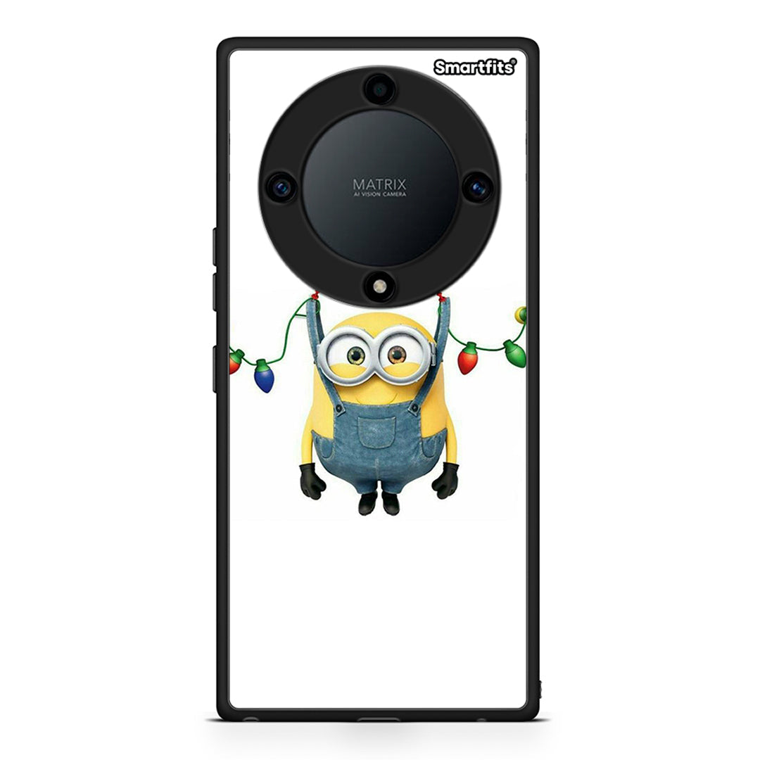 Θήκη Honor Magic5 Lite 5G / X9a Xmas Minion Lights από τη Smartfits με σχέδιο στο πίσω μέρος και μαύρο περίβλημα | Honor Magic5 Lite 5G / X9a Xmas Minion Lights Case with Colorful Back and Black Bezels