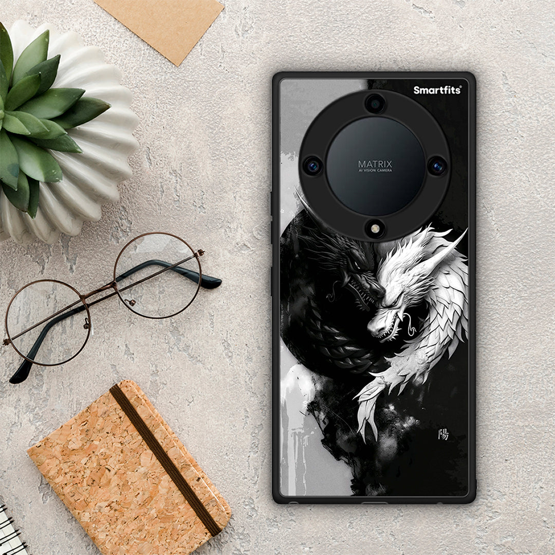 Θήκη Honor Magic5 Lite 5G / X9a Yin Yang από τη Smartfits με σχέδιο στο πίσω μέρος και μαύρο περίβλημα | Honor Magic5 Lite 5G / X9a Yin Yang Case with Colorful Back and Black Bezels