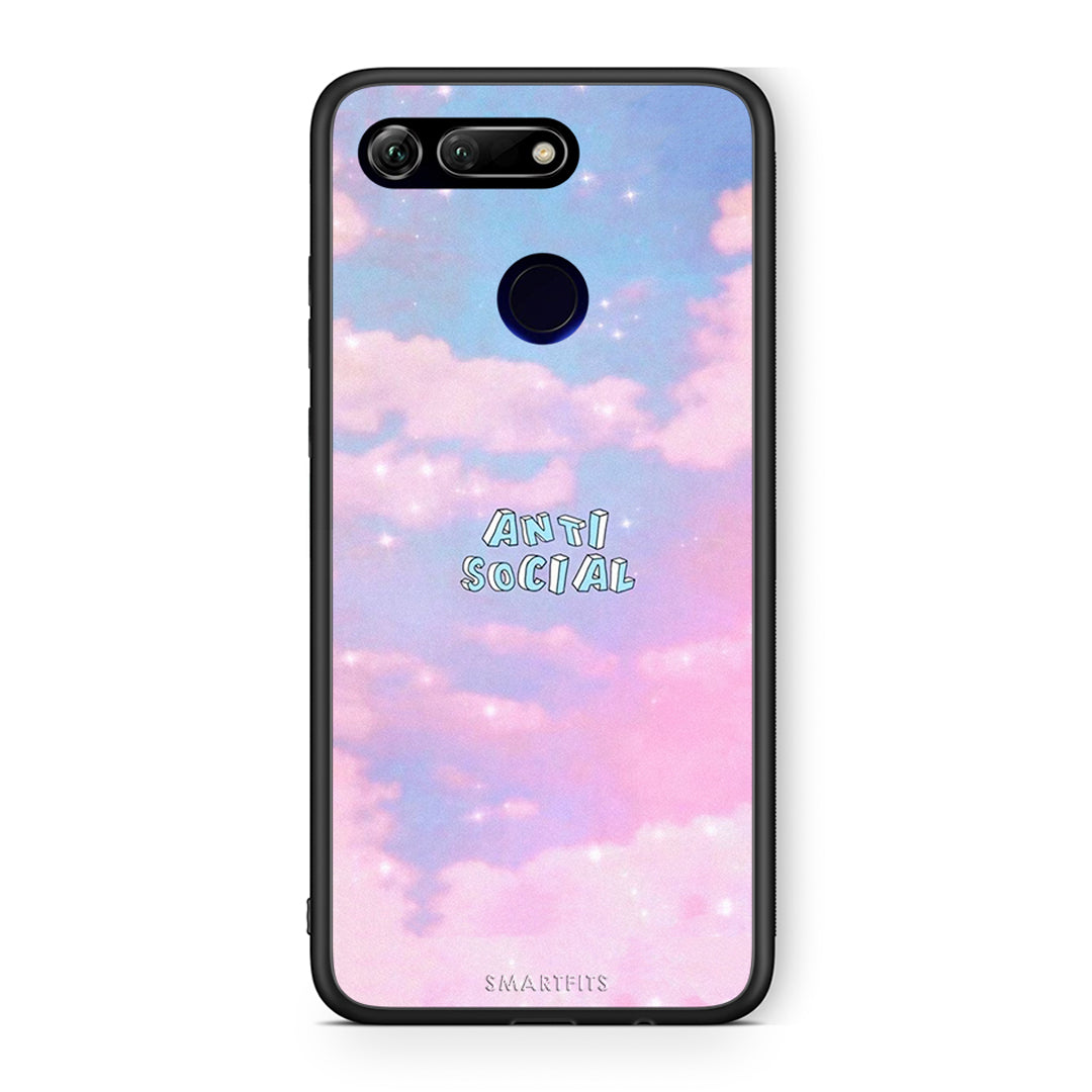 Honor View 20 Anti Social Θήκη Αγίου Βαλεντίνου από τη Smartfits με σχέδιο στο πίσω μέρος και μαύρο περίβλημα | Smartphone case with colorful back and black bezels by Smartfits