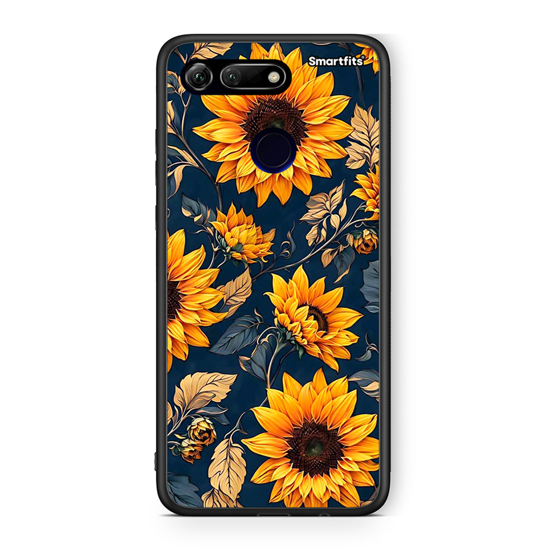 Honor View 20 Autumn Sunflowers Θήκη από τη Smartfits με σχέδιο στο πίσω μέρος και μαύρο περίβλημα | Smartphone case with colorful back and black bezels by Smartfits