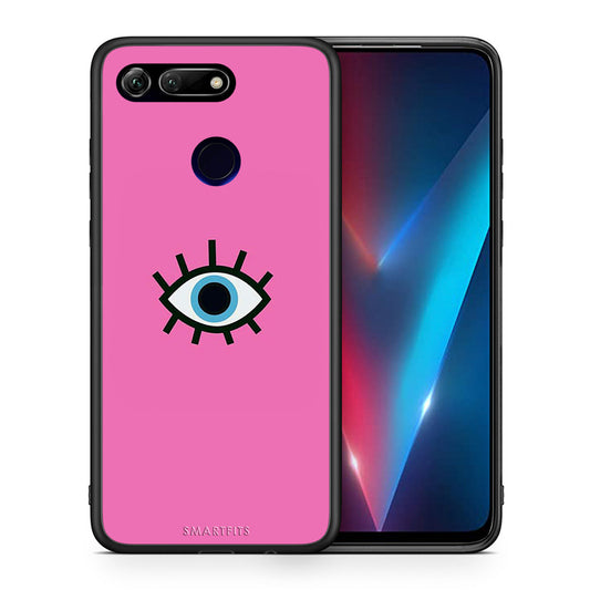Θήκη Honor View 20 Blue Eye Pink από τη Smartfits με σχέδιο στο πίσω μέρος και μαύρο περίβλημα | Honor View 20 Blue Eye Pink case with colorful back and black bezels