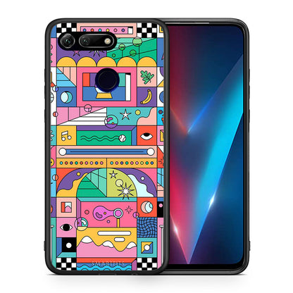 Θήκη Honor View 20 Bubbles Soap από τη Smartfits με σχέδιο στο πίσω μέρος και μαύρο περίβλημα | Honor View 20 Bubbles Soap case with colorful back and black bezels