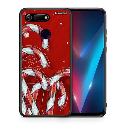 Θήκη Honor View 20 Candy Cane από τη Smartfits με σχέδιο στο πίσω μέρος και μαύρο περίβλημα | Honor View 20 Candy Cane case with colorful back and black bezels