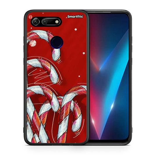 Θήκη Honor View 20 Candy Cane από τη Smartfits με σχέδιο στο πίσω μέρος και μαύρο περίβλημα | Honor View 20 Candy Cane case with colorful back and black bezels