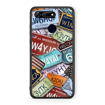 Honor View 20 Car Plates θήκη από τη Smartfits με σχέδιο στο πίσω μέρος και μαύρο περίβλημα | Smartphone case with colorful back and black bezels by Smartfits