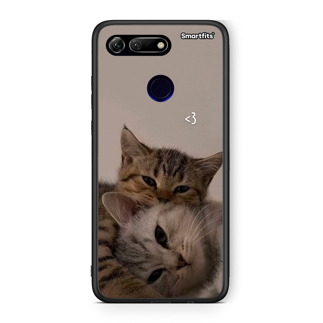 Honor View 20 Cats In Love Θήκη από τη Smartfits με σχέδιο στο πίσω μέρος και μαύρο περίβλημα | Smartphone case with colorful back and black bezels by Smartfits
