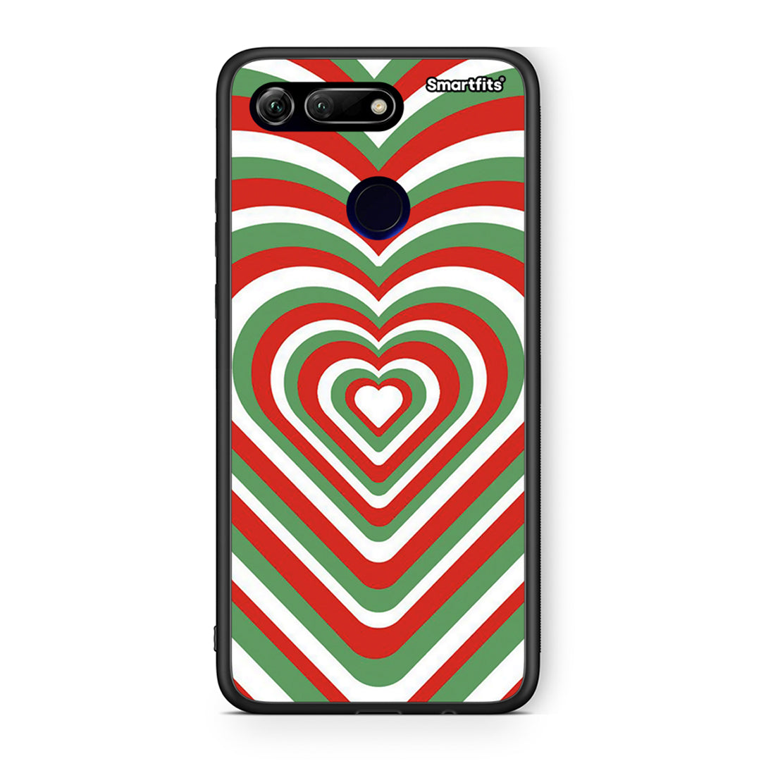 Huawei Honor View 20 Christmas Hearts θήκη από τη Smartfits με σχέδιο στο πίσω μέρος και μαύρο περίβλημα | Smartphone case with colorful back and black bezels by Smartfits