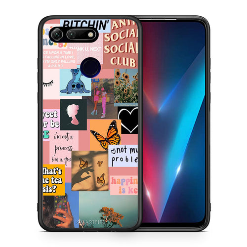 Θήκη Αγίου Βαλεντίνου Honor View 20 Collage Bitchin από τη Smartfits με σχέδιο στο πίσω μέρος και μαύρο περίβλημα | Honor View 20 Collage Bitchin case with colorful back and black bezels