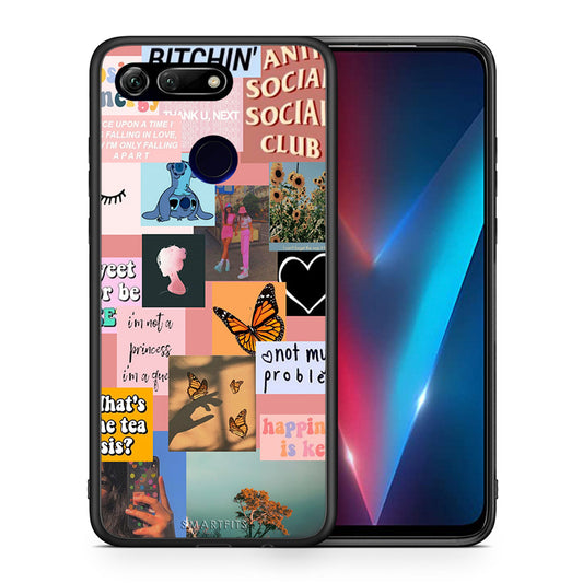 Θήκη Αγίου Βαλεντίνου Honor View 20 Collage Bitchin από τη Smartfits με σχέδιο στο πίσω μέρος και μαύρο περίβλημα | Honor View 20 Collage Bitchin case with colorful back and black bezels
