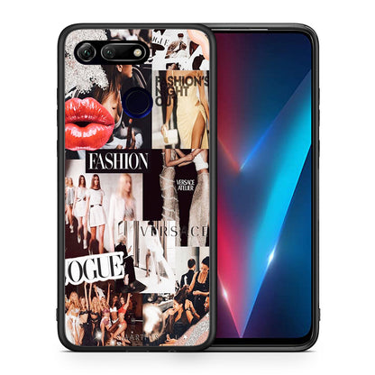 Θήκη Αγίου Βαλεντίνου Honor View 20 Collage Fashion από τη Smartfits με σχέδιο στο πίσω μέρος και μαύρο περίβλημα | Honor View 20 Collage Fashion case with colorful back and black bezels