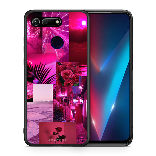 Θήκη Αγίου Βαλεντίνου Honor View 20 Collage Red Roses από τη Smartfits με σχέδιο στο πίσω μέρος και μαύρο περίβλημα | Honor View 20 Collage Red Roses case with colorful back and black bezels