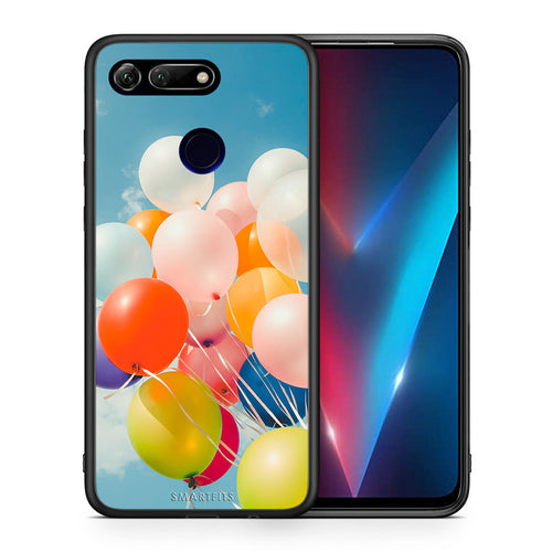 Θήκη Honor View 20 Colorful Balloons από τη Smartfits με σχέδιο στο πίσω μέρος και μαύρο περίβλημα | Honor View 20 Colorful Balloons case with colorful back and black bezels