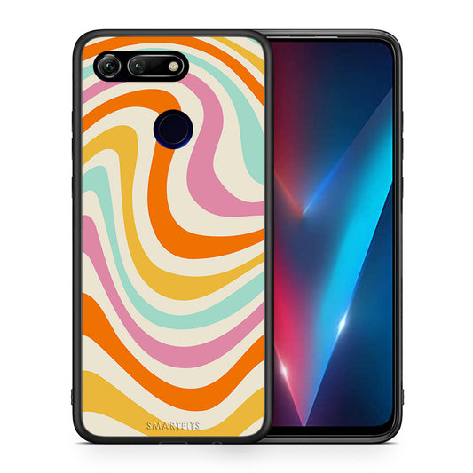 Θήκη Honor View 20 Colourful Waves από τη Smartfits με σχέδιο στο πίσω μέρος και μαύρο περίβλημα | Honor View 20 Colourful Waves case with colorful back and black bezels