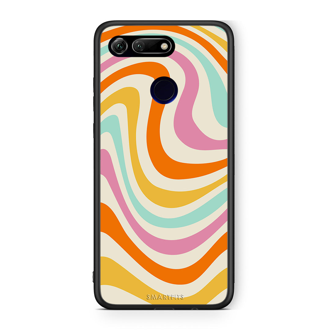 Honor View 20 Colourful Waves θήκη από τη Smartfits με σχέδιο στο πίσω μέρος και μαύρο περίβλημα | Smartphone case with colorful back and black bezels by Smartfits