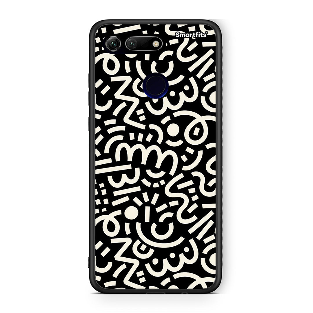 Honor View 20 Doodle Art Θήκη από τη Smartfits με σχέδιο στο πίσω μέρος και μαύρο περίβλημα | Smartphone case with colorful back and black bezels by Smartfits