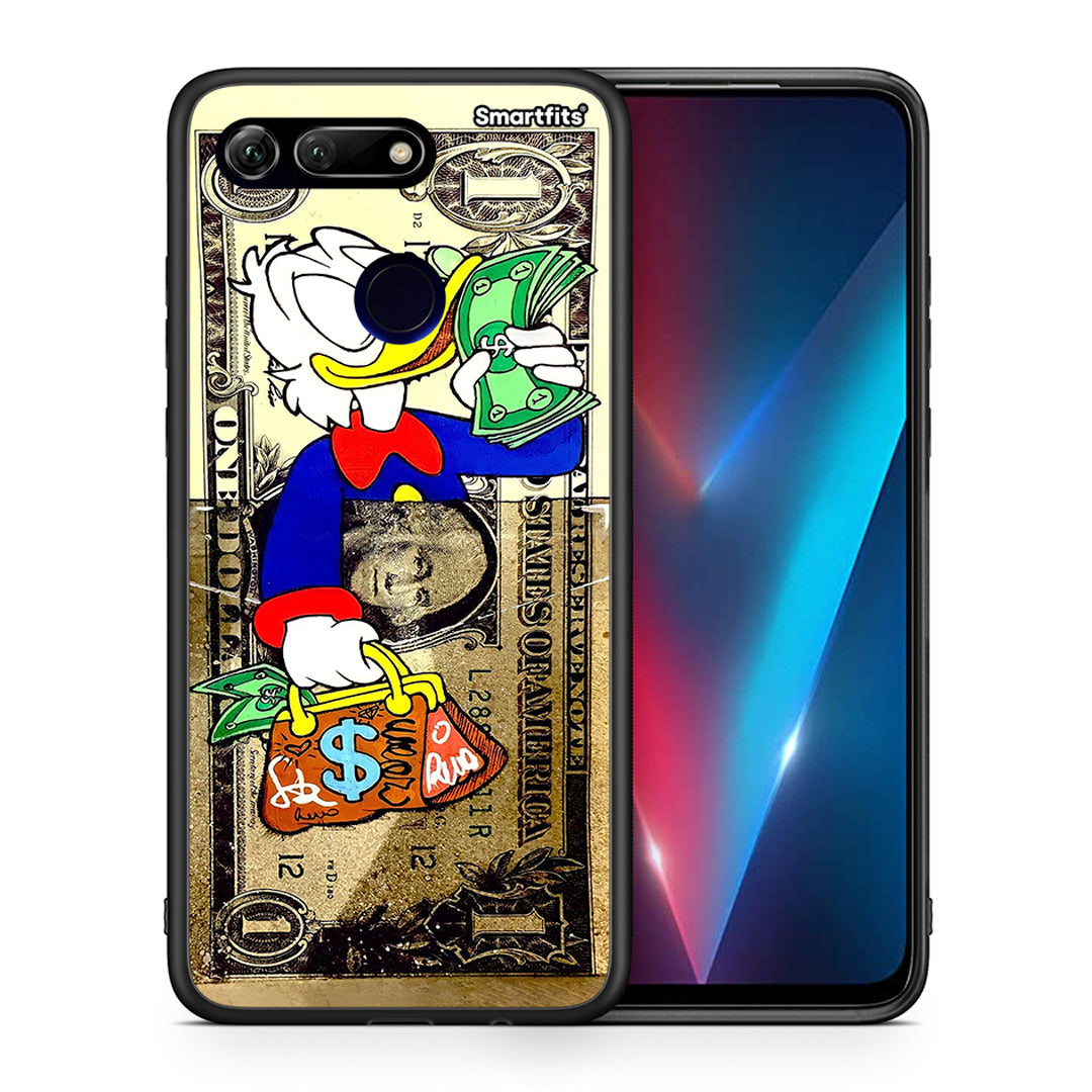 Θήκη Honor View 20 Duck Money από τη Smartfits με σχέδιο στο πίσω μέρος και μαύρο περίβλημα | Honor View 20 Duck Money case with colorful back and black bezels