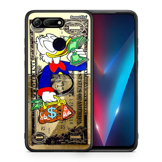 Θήκη Honor View 20 Duck Money από τη Smartfits με σχέδιο στο πίσω μέρος και μαύρο περίβλημα | Honor View 20 Duck Money case with colorful back and black bezels