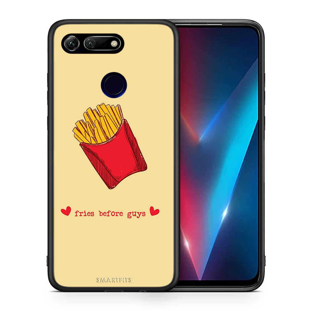 Θήκη Αγίου Βαλεντίνου Honor View 20 Fries Before Guys από τη Smartfits με σχέδιο στο πίσω μέρος και μαύρο περίβλημα | Honor View 20 Fries Before Guys case with colorful back and black bezels