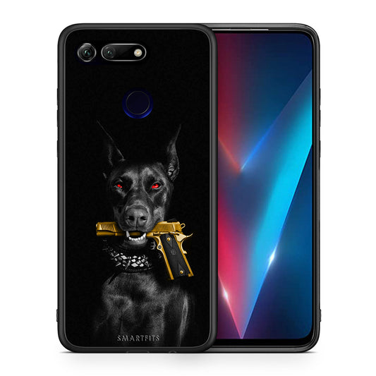 Θήκη Αγίου Βαλεντίνου Honor View 20 Golden Gun από τη Smartfits με σχέδιο στο πίσω μέρος και μαύρο περίβλημα | Honor View 20 Golden Gun case with colorful back and black bezels