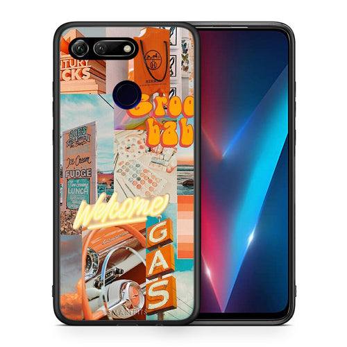 Θήκη Αγίου Βαλεντίνου Honor View 20 Groovy Babe από τη Smartfits με σχέδιο στο πίσω μέρος και μαύρο περίβλημα | Honor View 20 Groovy Babe case with colorful back and black bezels