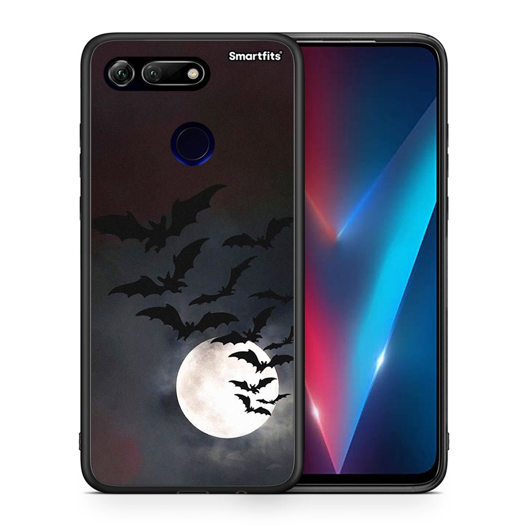 Θήκη Honor View 20 Halloween Bat Night από τη Smartfits με σχέδιο στο πίσω μέρος και μαύρο περίβλημα | Honor View 20 Halloween Bat Night case with colorful back and black bezels