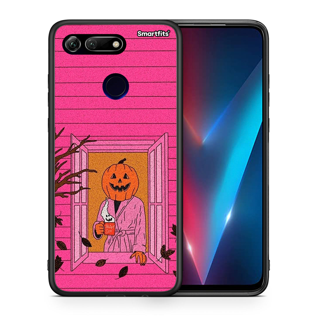 Θήκη Honor View 20 Halloween Pumpkin Lady από τη Smartfits με σχέδιο στο πίσω μέρος και μαύρο περίβλημα | Honor View 20 Halloween Pumpkin Lady case with colorful back and black bezels