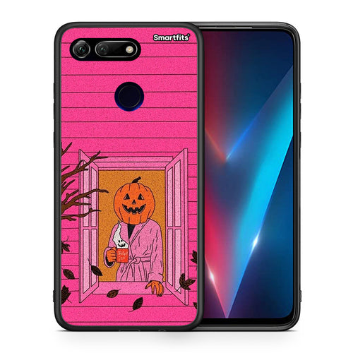 Θήκη Honor View 20 Halloween Pumpkin Lady από τη Smartfits με σχέδιο στο πίσω μέρος και μαύρο περίβλημα | Honor View 20 Halloween Pumpkin Lady case with colorful back and black bezels